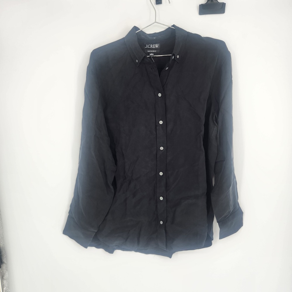 J.Crew Size Small Black Esme Button Up Shirt Cupro Blend NWT
